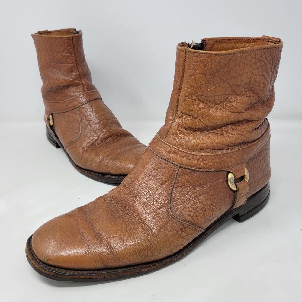 Stuart McGuire Brown Leather Harness Ankle Boots Made in England Mens S907 53636